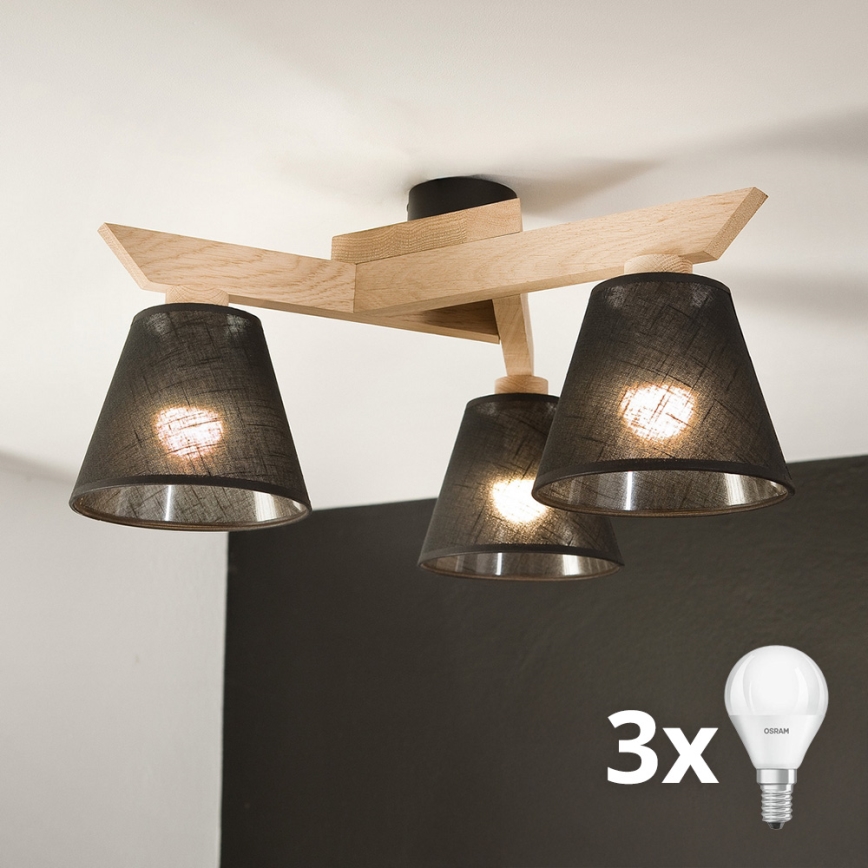 Brilagi - LED  Пристельова люстра ANTHONY 3xE14/40W/230V дуб/чорний