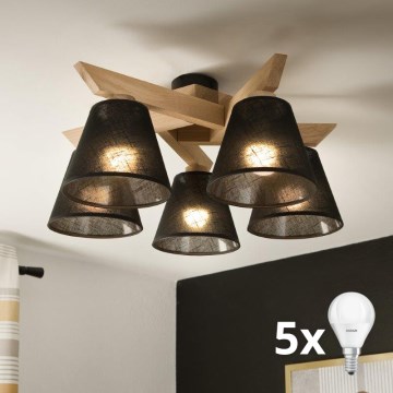Brilagi - LED  Пристельова люстра ANTHONY 5xE14/40W/230V дуб/чорний