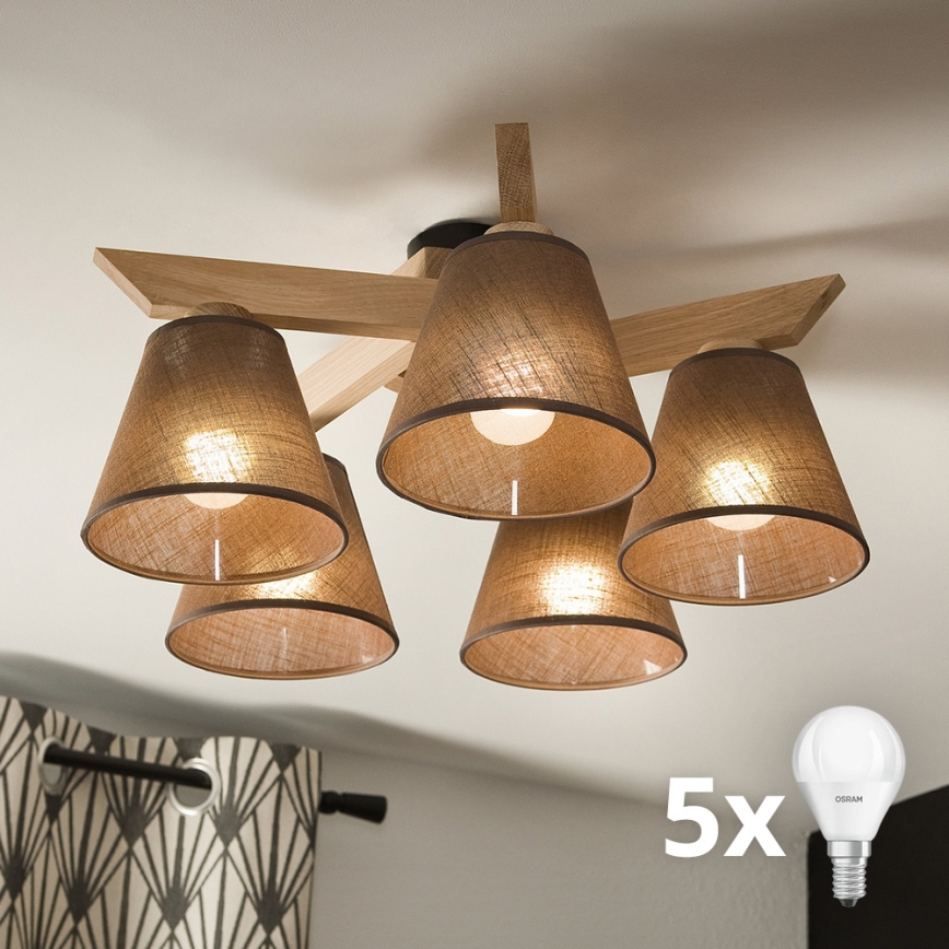 Brilagi - LED  Пристельова люстра ANTHONY 5xE14/40W/230V дуб/коричневий