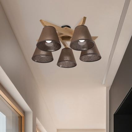 Brilagi - LED  Пристельова люстра ANTHONY 5xE14/40W/230V дуб/коричневий