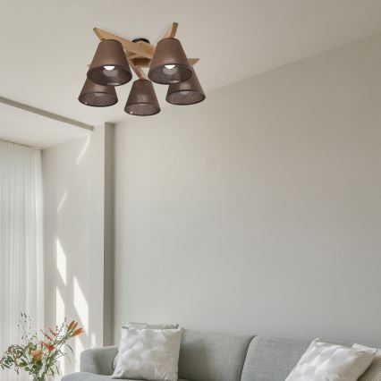 Brilagi - LED  Пристельова люстра ANTHONY 5xE14/40W/230V дуб/коричневий