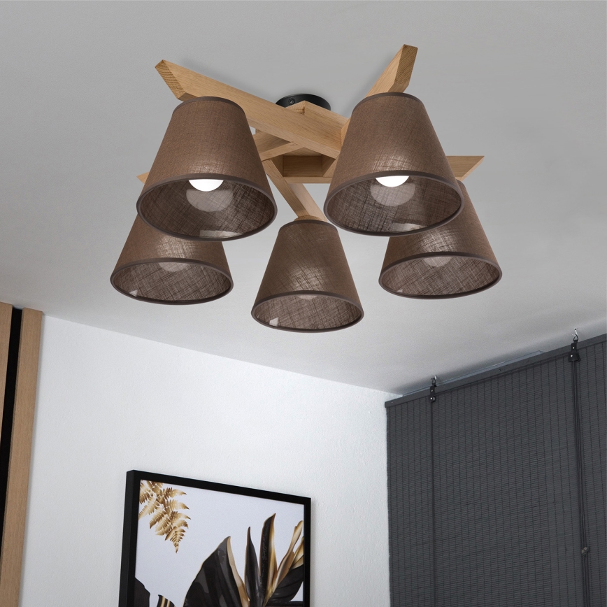 Brilagi - LED  Пристельова люстра ANTHONY 5xE14/40W/230V дуб/коричневий