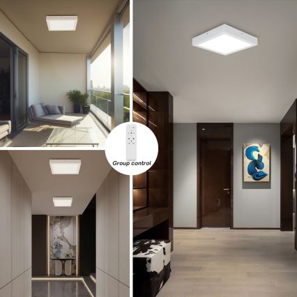 Brilagi - LED Регулируемая потолочная люстра для ванной FRAME SMART LED/24W/230V 30x30 см 3000-6000K IP44 белая + дистанционное управление