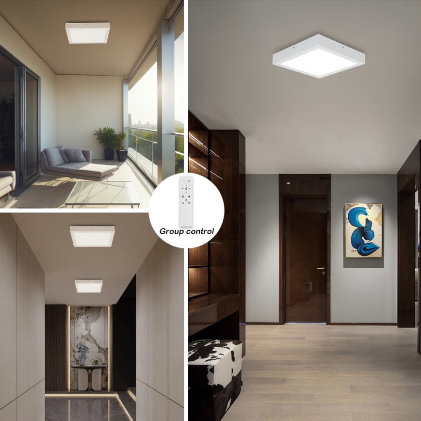 Brilagi - LED Регулируемая потолочная люстра для ванной FRAME SMART LED/24W/230V 30x30 см 3000-6000K IP44 белая + дистанционное управление
