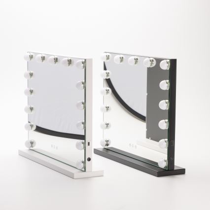 BRILAGI - LED регульоване дзеркало для макіяжу HOLLYWOOD LED/15W/230V CCT + USB чорне