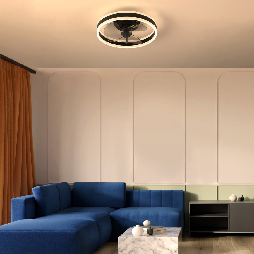 Brilagi - Світильник стельовий LED з регулюванням яскравості та вентилятором LED/30W/230V 3000-6500K чорний + дистанційне керування