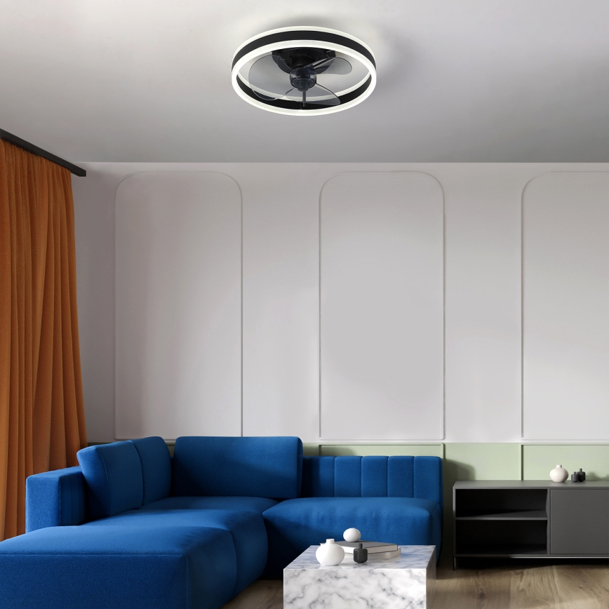 Brilagi - Світильник стельовий LED з регулюванням яскравості та вентилятором LED/30W/230V 3000-6500K чорний + дистанційне керування