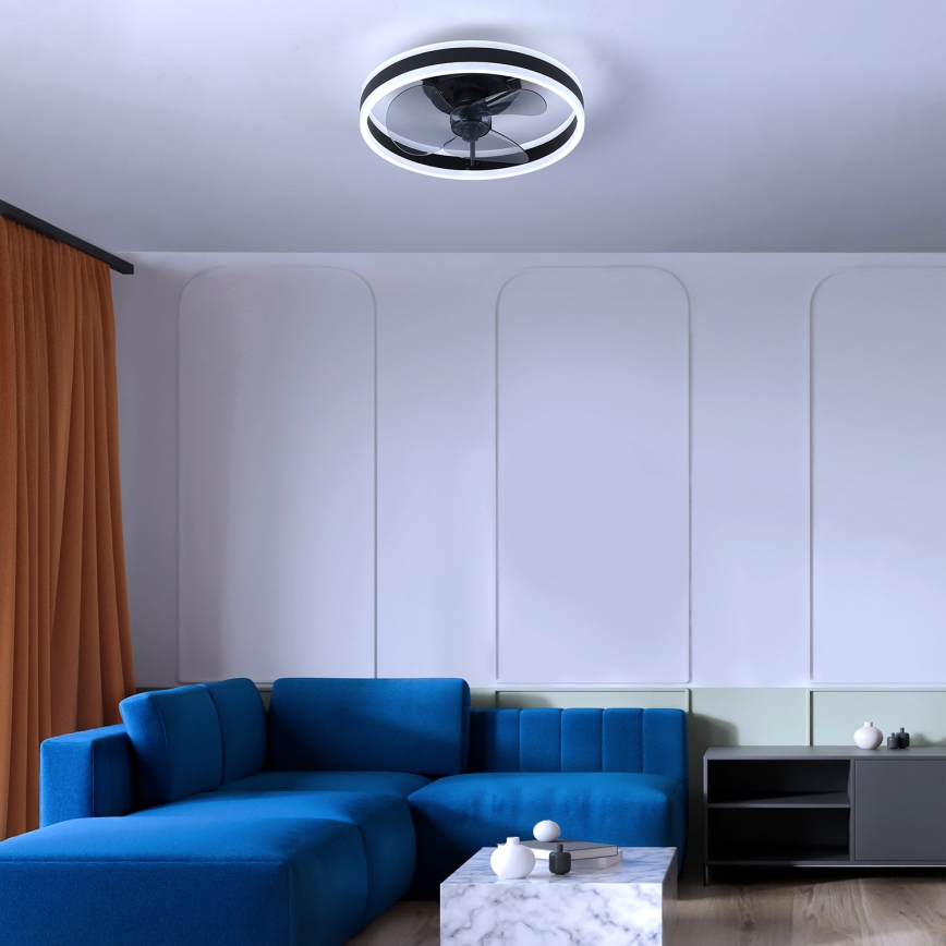 Brilagi - Світильник стельовий LED з регулюванням яскравості та вентилятором LED/30W/230V 3000-6500K чорний + дистанційне керування