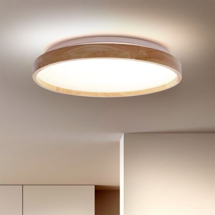 Brilagi - LED затемнюваний стельовий світильник ALSON LED/48W/230V 3000-6500K, дуб, діаметр 39,5 см + пульт дистанційного керування
