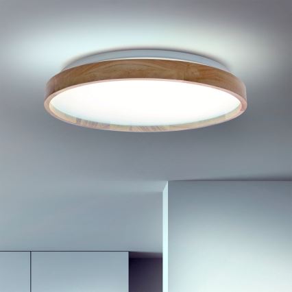 Brilagi - LED затемнюваний стельовий світильник ALSON LED/48W/230V 3000-6500K, дуб, діаметр 39,5 см + пульт дистанційного керування