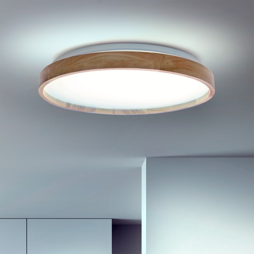 Brilagi - LED затемнюваний стельовий світильник ALSON LED/48W/230V 3000-6500K, дуб, діаметр 39,5 см + пульт дистанційного керування