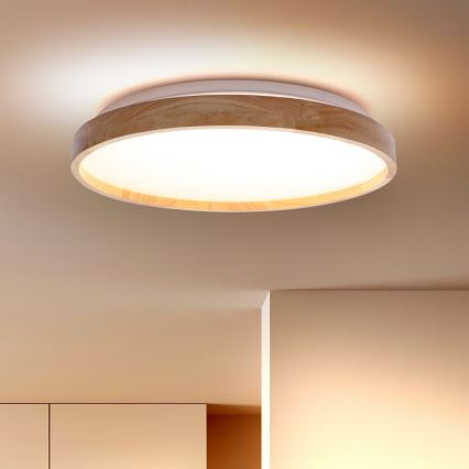 Brilagi - LED затемнюваний стельовий світильник ALSON LED/48W/230V 3000-6500K, дуб, діаметр 39,5 см + пульт дистанційного керування