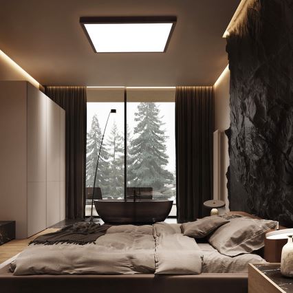 Brilagi - димований стельовий світильник для ванної кімнати FRAME SMART LED/50W/230V 60x60 cm 3000-6000K IP44 чорний + пульт дистанційного керування