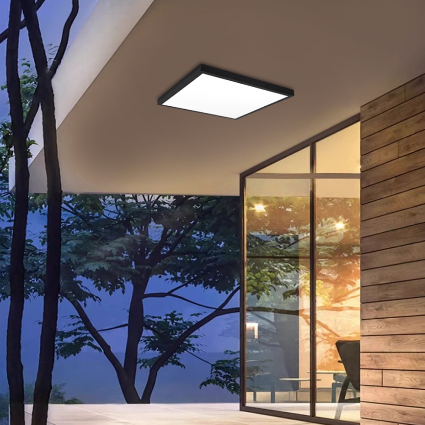 Brilagi - димований стельовий світильник для ванної кімнати FRAME SMART LED/50W/230V 60x60 cm 3000-6000K IP44 чорний + пульт дистанційного керування