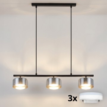 BRILAGI - LED RGB+CCT диммируемая подвесная люстра на тросе AURA LUX 3xGX53/14W/230V 2700-6500K Wi-Fi Tuya чёрный/дымчатый