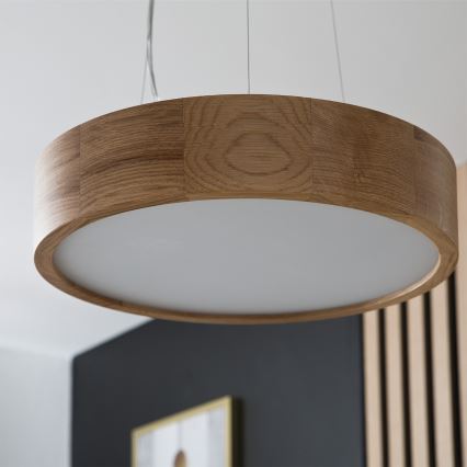 Brilagi - LED RGBW диммируемый подвесной светильник на тросе CARVALHO 2xE27/15W/230V 2700-6500K Wi-Fi дуб, диаметр 37 см