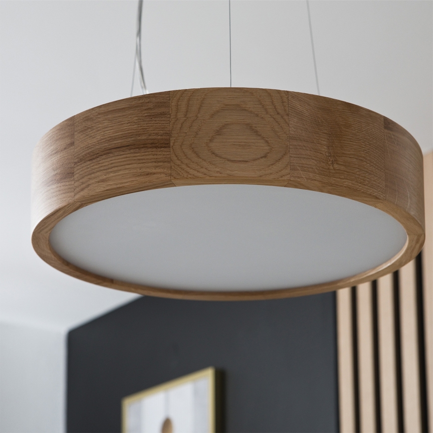 Brilagi - LED RGBW диммируемый подвесной светильник на тросе CARVALHO 2xE27/15W/230V 2700-6500K Wi-Fi дуб, диаметр 37 см