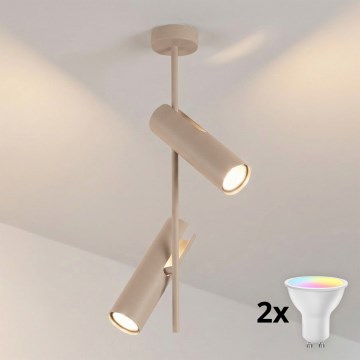 BRILAGI - LED RGBW Диммируемая люстра на штанге BRANCH 2xGU10/6,5W/230V 2700-6500K бежевая
