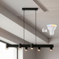 BRILAGI - LED RGBW диммируемая люстра на тросе SELE 6xGU10/6,5W/230V 2700-6500K черная + пульт дистанционного управления