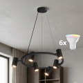 BRILAGI - LED RGBW диммируемая люстра на тросе SELE 6xGU10/6,5W/230V 2700-6500K черная + пульт дистанционного управления
