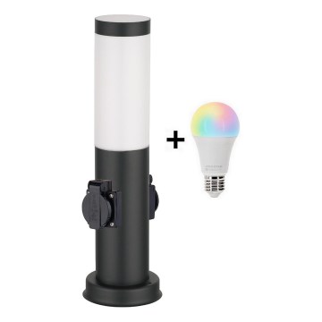 BRILAGI - LED RGBW диммируемая уличная лампа с 2 розетками NOVA 1xE27/12W/230V 2700-6500K IP44 40 см черная