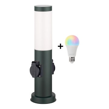 Brilagi - LED RGBW диммируемый наружный светильник с 2 розетками 1xE27/15W/230V 2700-6500K IP44 40 cm антрацит