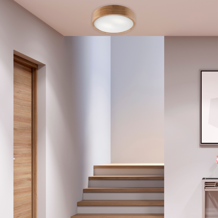 Brilagi - LED RGBW диммируемый потолочный светильник CARVALHO 2xE27/15W/230V 2700-6500K Wi-Fi дуб диаметр 37,5 см