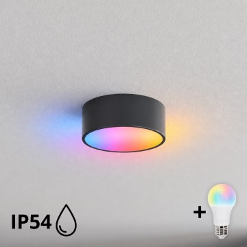 BRILAGI - LED RGBW диммируемый потолочный светильник для ванной CLARE 1xE27/12W/230V Ø 20 см антрацит IP54