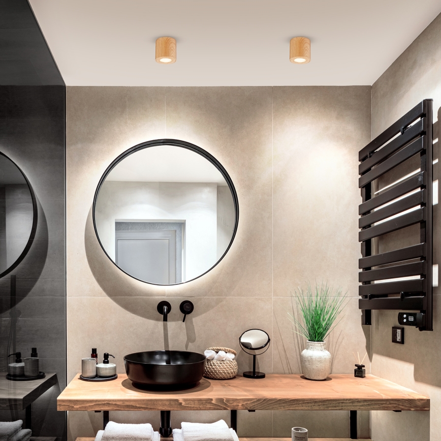 Brilagi - LED RGBW диммируемый светильник для ванной MIA 1xGU10/30W/230V 3000K Wi-Fi 84x80 mm, отделка под дуб, IP44