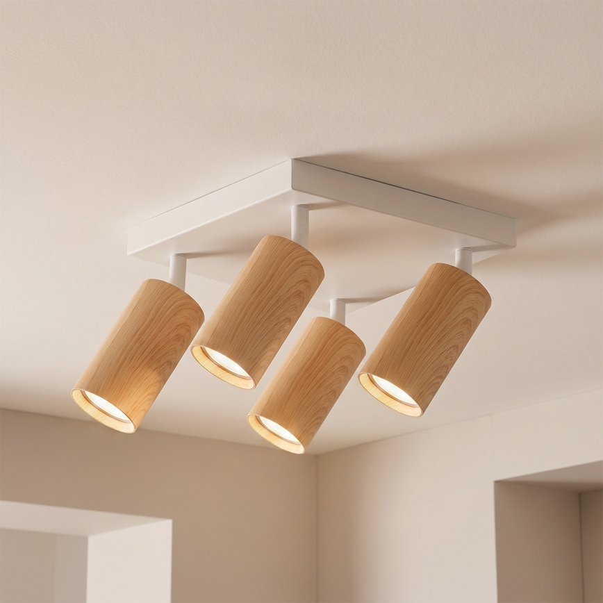 BRILAGI - LED RGBW диммируемый точечный светильник SELE SQUARE 4xGU10/6,5W/230V 2700-6500K белый/дубовый декор