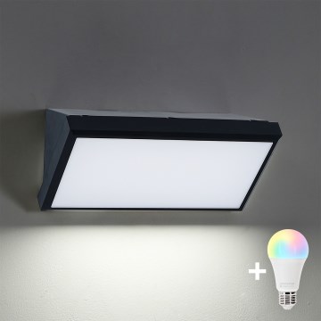Brilagi - LED RGBW диммируемый уличный настенный светильник TRIANGLE 1xE27/9W/230V 2700–6500K IP65 чёрный