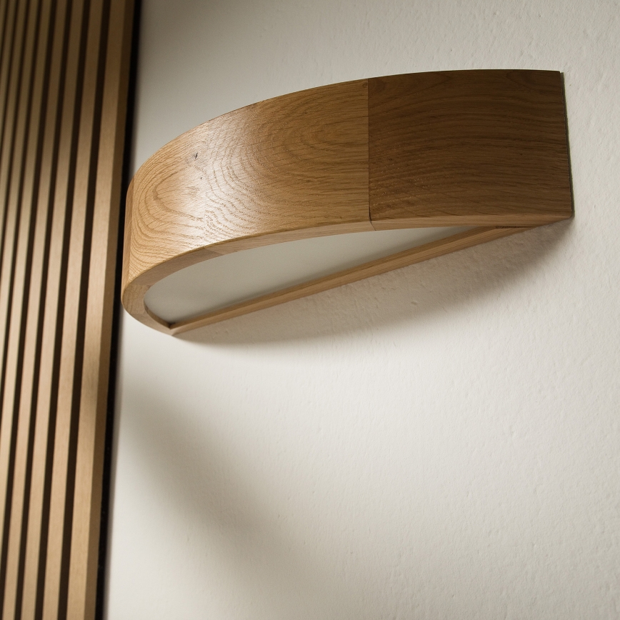 Брілагі - ЛЕД РГБВ димований настінний світильник КАРВАЛХО 1хЕ27/15Вт/230В 2700-6500К Вай-Фай дуб