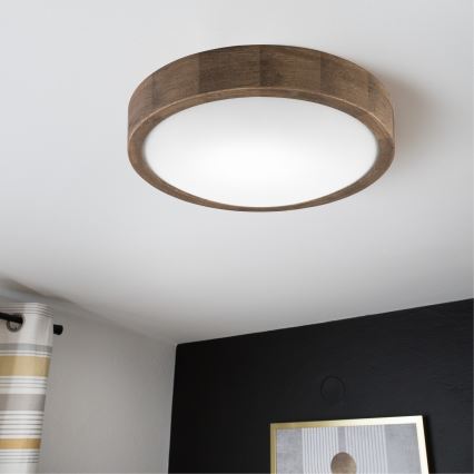 Brilagi - LED RGBW затемнюваний стельовий світильник CARVALHO SLIM 1xE27/15W/230V 2700-6500K Wi-Fi, дуб, діаметр 27 см