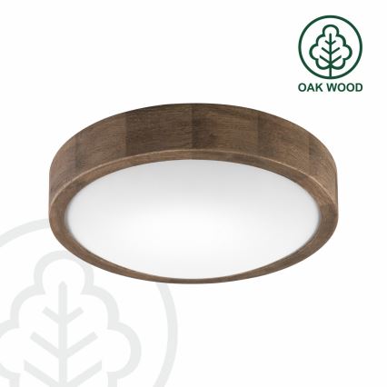Brilagi - LED RGBW затемнюваний стельовий світильник CARVALHO SLIM 1xE27/15W/230V 2700-6500K Wi-Fi, дуб, діаметр 27 см
