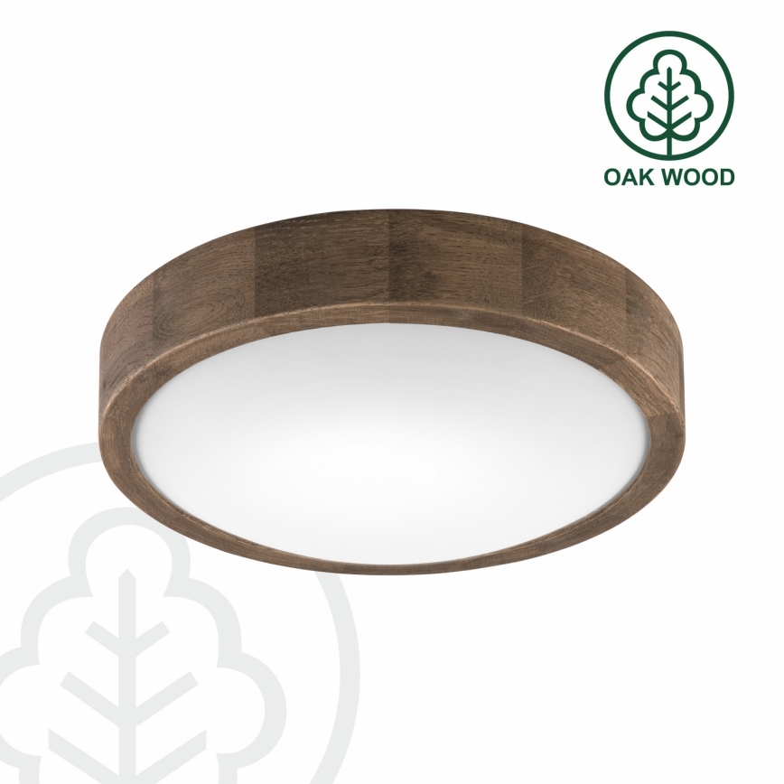 Brilagi - LED RGBW затемнюваний стельовий світильник CARVALHO SLIM 1xE27/9W/230V 2700-6500K Wi-Fi, дуб, діаметр 27 см