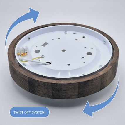 Brilagi - LED RGBW затемнюваний стельовий світильник CARVALHO SLIM 1xE27/9W/230V 2700-6500K Wi-Fi, дуб, діаметр 27 см