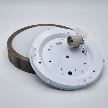 Brilagi - LED RGBW затемнюваний стельовий світильник CARVALHO SLIM 1xE27/9W/230V 2700-6500K Wi-Fi, дуб, діаметр 27 см
