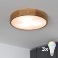 BRILAGI - LED RGBW димований стельовий світильник CARVALHO 3xE27/12W/230V 2700-6500K дуб діам. 47,5 см