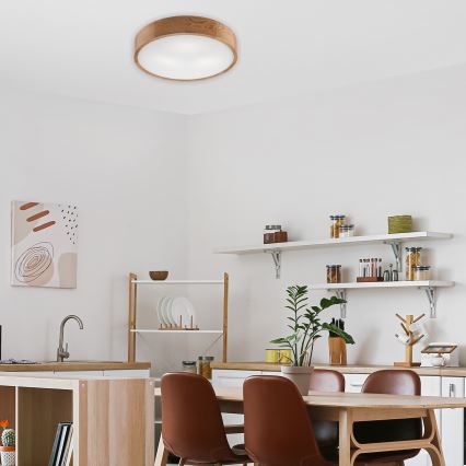 Brilagi - LED RGBW димований стельовий світильник CARVALHO 3xE27/15W/230V 2700-6500K Wi-Fi дуб діам. 47,5 см