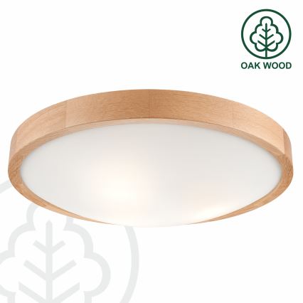Брілагі - LED RGBW димований стельовий світильник CARVALHO SLIM 3xE27/15W/230V 2700-6500K Wi-Fi дуб діам. 47 см