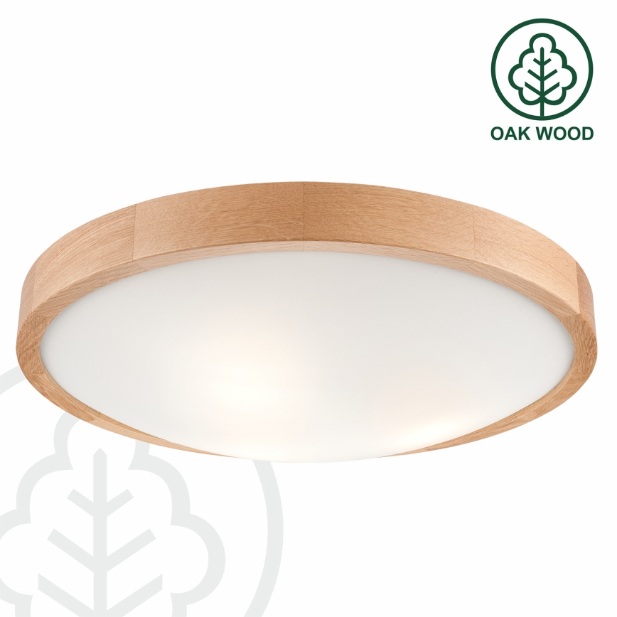 Брілагі - LED RGBW димований стельовий світильник CARVALHO SLIM 3xE27/15W/230V 2700-6500K Wi-Fi дуб діам. 47 см