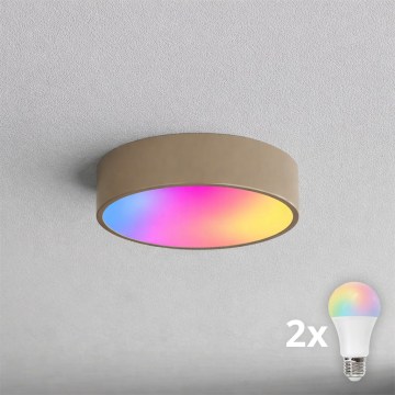 Brilagi - LED RGBW димований стельовий світильник CLARE, 2×E27/9W/230V, 2700–6500K, діаметр 30 см, Wi‑Fi, бежевий