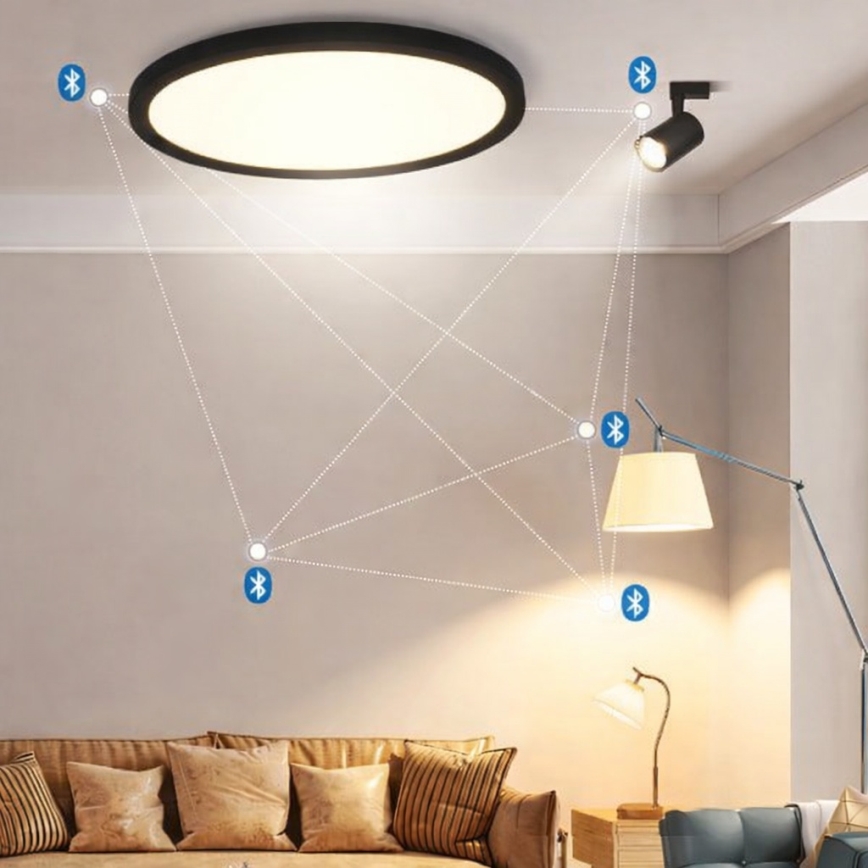 Brilagi - LED RGBW затемнюваний стельовий світильник VIBE LED/24W/230V 3000-6500K діам. 29 см чорний + пульт дистанційного керування