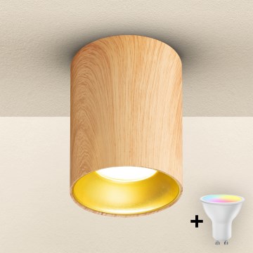 Brilagi - LED RGBW димований точковий світильник TRINE 1xGU10/30W/230V 3000K Wi-Fi, декор під дуб