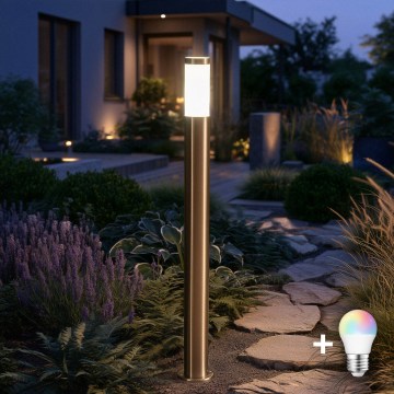 BRILAGI - LED RGBW димований зовнішній світильник ELIA 1xE27/6,5W/230V 2700-6500K IP44 Wi-Fi 100 см матовий хром