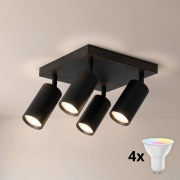 BRILAGI - LED RGBW димуваний точковий світильник SELE SQUARE 4xGU10/6,5W/230V 2700-6500K чорний