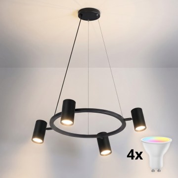 BRILAGI - LED RGBW люстра на тросі SELE, з регулюванням яскравості, 4xGU10/6,5W/230V 2700-6500K чорна