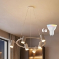BRILAGI - LED RGBW люстра на тросі з регулюванням яскравості SELE 6xGU10/6,5W/230V 2700-6500K біла + пульт дистанційного керування