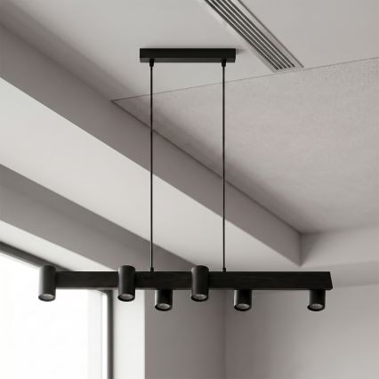 BRILAGI - LED RGBW регульована люстра на тросі SELE 6xGU10/6,5W/230V 2700-6500K чорна + пульт дистанційного керування