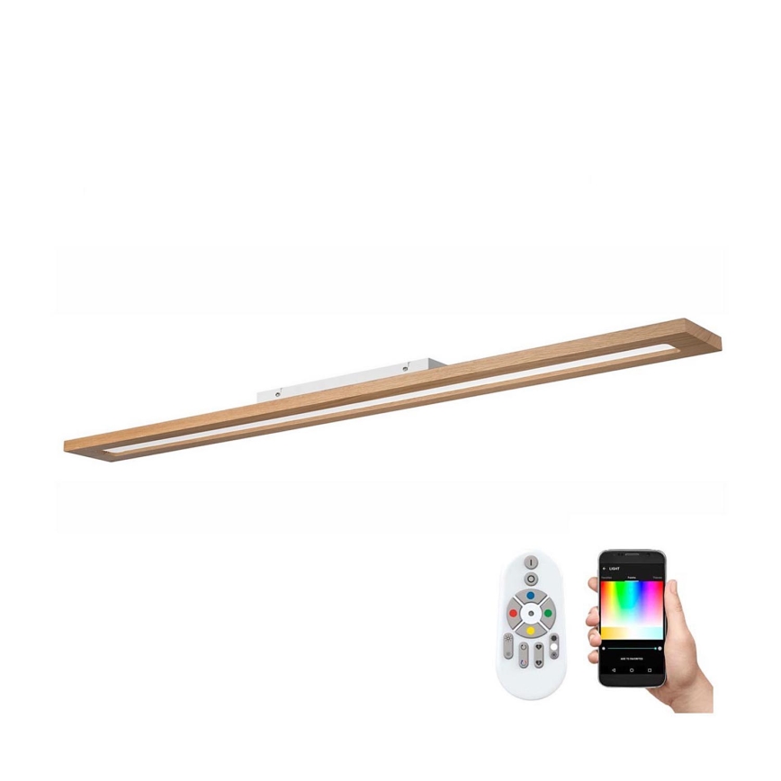 Brilagi - LED RGBW Панель з регулюванням яскравості WOODY FRAME LED/34W/230V 11,5x123 см 2700-6500K дуб + пульт дистанційного керування